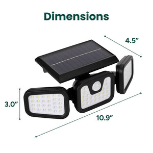 3 - Head 185 Lumen Matte Black Solar Integrated LED Outdoor Motion Sensing Dusk to Dawn Security Flood Light - Stu's Home Improvement Outlet