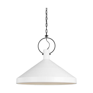 Lyon Large 1 - Light Matte White Shaded Hanging Pendant Light with Matte White Steel Shade - Stu's Home Improvement Outlet