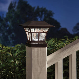 Solar 15 Lumens Mediterranean Bronze Outdoor Integrated LED 3000K Warm White Landscape Post Cap Light - Stu's Home Improvement Outlet