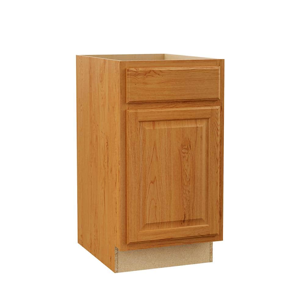 Hampton 33 in. W x 24 in. D x 34.5 in. H Assembled Waste Base Cabinet in Medium Oak