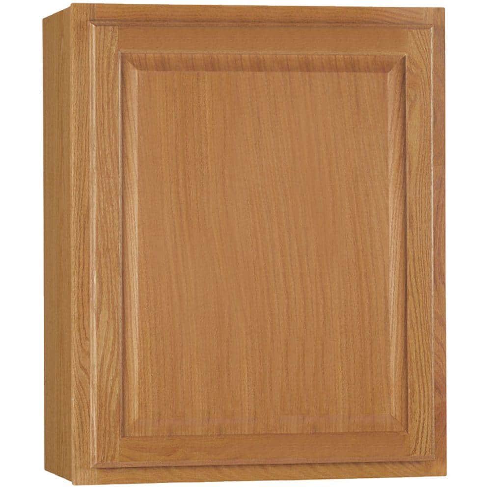 Hampton 24 in. W x 12 in. D x 30 in. H Assembled Wall Kitchen Cabinet in Medium Oak