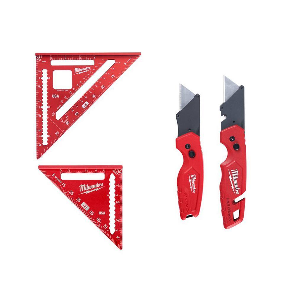 7 in. Rafter Square and 4 - 1/2 in. Trim Square Set with FASTBACK Utility Knife (2 - Pack) - Stu's Home Improvement Outlet