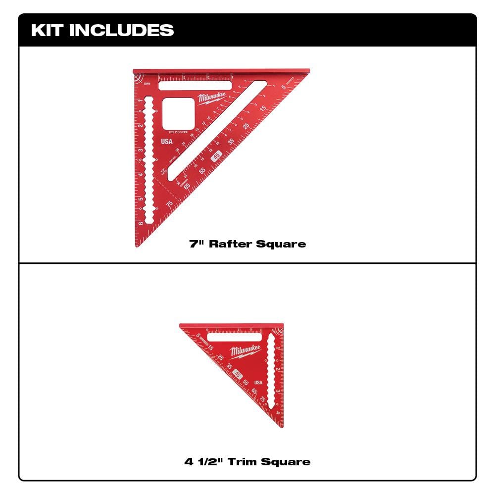 7 in. Rafter Square and 4 - 1/2 in. Trim Square Set with FASTBACK Utility Knife (2 - Pack) - Stu's Home Improvement Outlet