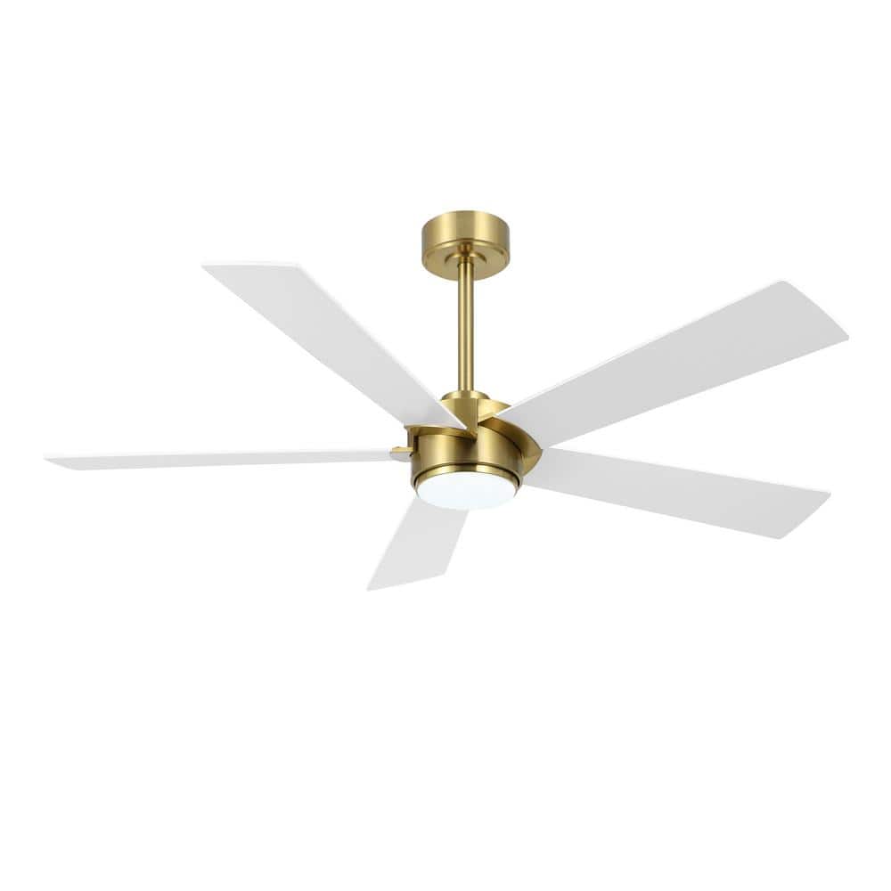 64 in. (5.3 ft.) 5 Blades Indoor Ceiling Fan with Integrated LED and Remote, Gold - Stu's Home Improvement Outlet