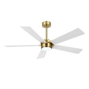 64 in. (5.3 ft.) 5 Blades Indoor Ceiling Fan with Integrated LED and Remote, Gold - Stu's Home Improvement Outlet