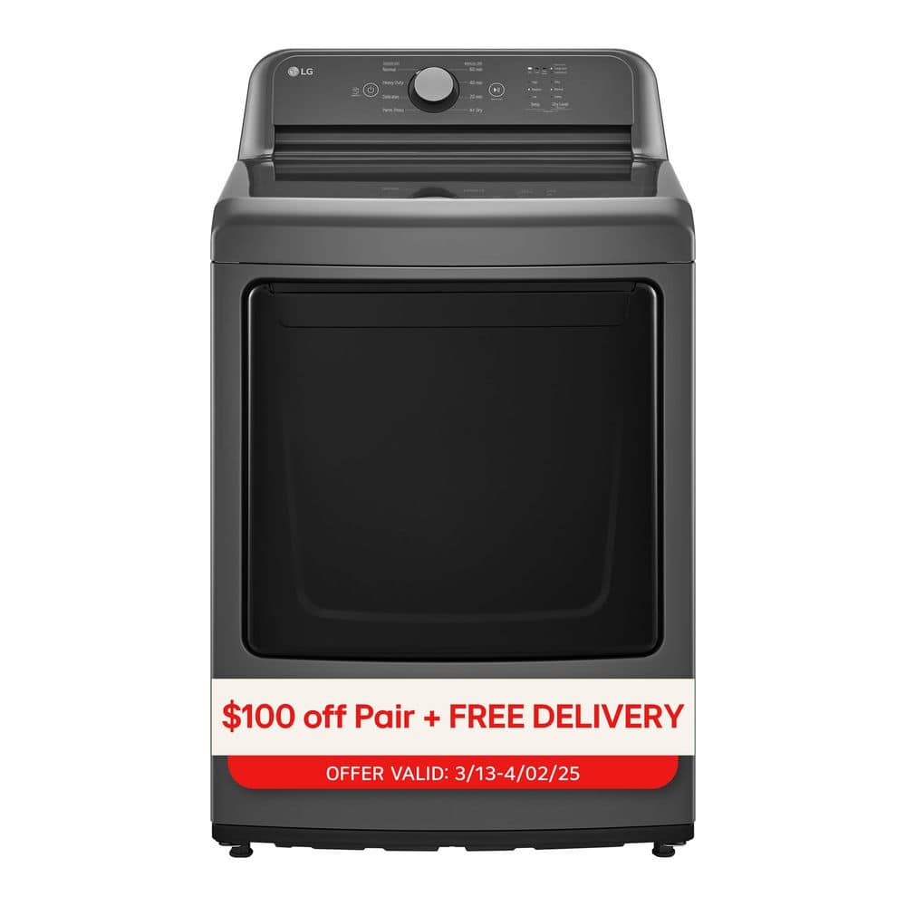 LG 7.3 cu. ft. Vented Gas Dryer in Monochrome Grey with Sensor Dry (DLG6101M)