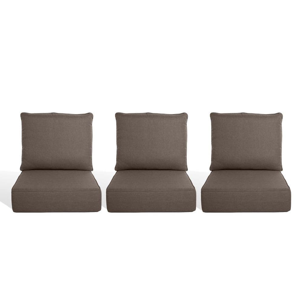 moosprr PlushCore 24 in. x 24 in. x 6 in. 6-Piece Deep Seating Outdoor Couch Thick Cushion Set in Gray (3-Set)