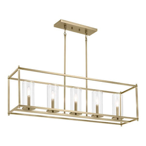 Crosby 41.5 in. 5 - Light Natural Brass Contemporary Candlestick Linear Chandelier for Dining Room - Stu's Home Improvement Outlet