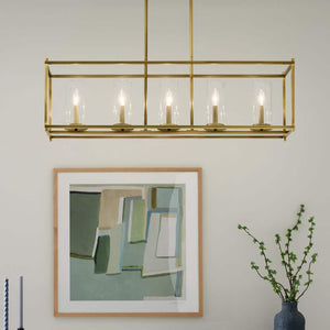 Crosby 41.5 in. 5 - Light Natural Brass Contemporary Candlestick Linear Chandelier for Dining Room - Stu's Home Improvement Outlet