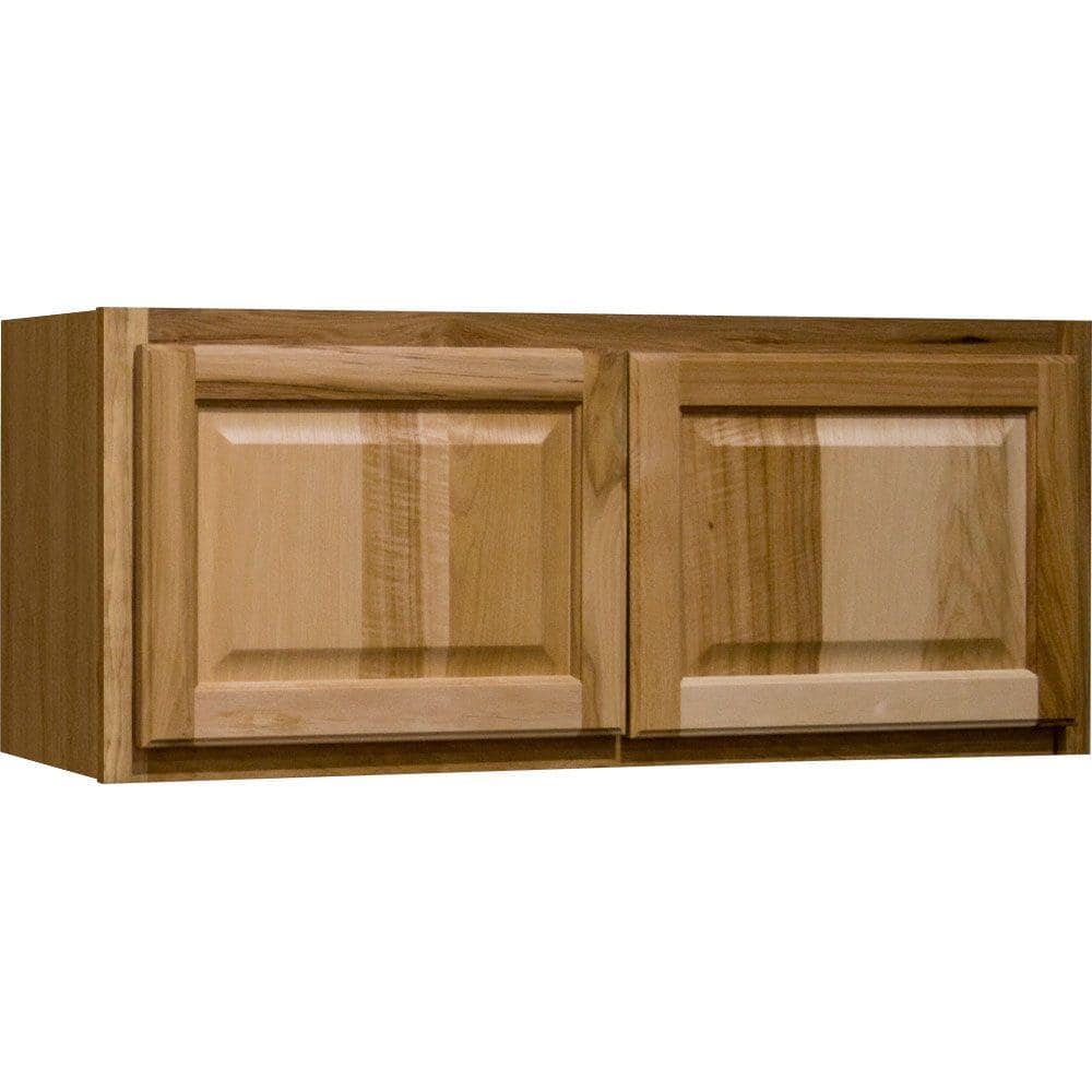 Hampton 30 in. W x 12 in. D x 12 in. H Assembled Wall Bridge Kitchen Cabinet in Natural Hickory without Shelf