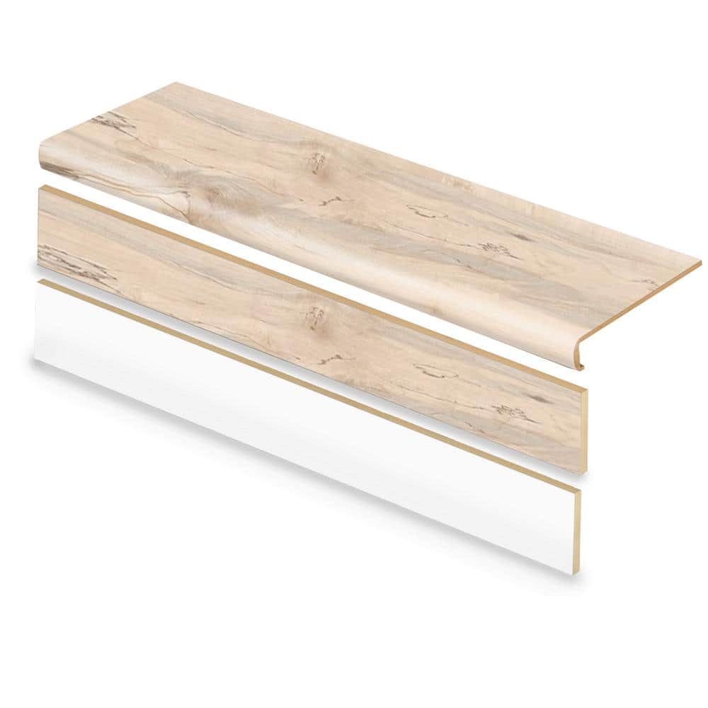 Navarra Maple 47 in. L x 12.15 in. W x 2.28 in. T Vinyl Overlay Stair Tread and Reversible Riser Kit