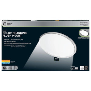 32 in. W Oval Black Plus Nickel Trim Ring Integrated LED 3500 Lumens Dim Flat Panel Flush Mount Light, Selectable 5CCT - Stu's Home Improvement Outlet