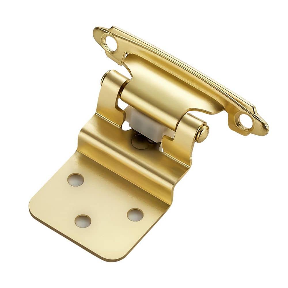 60-Pack (30 Pairs) 3/8 in. Inset Gold Self Closing Cabinet Hinges with Door Bumpers and Screws