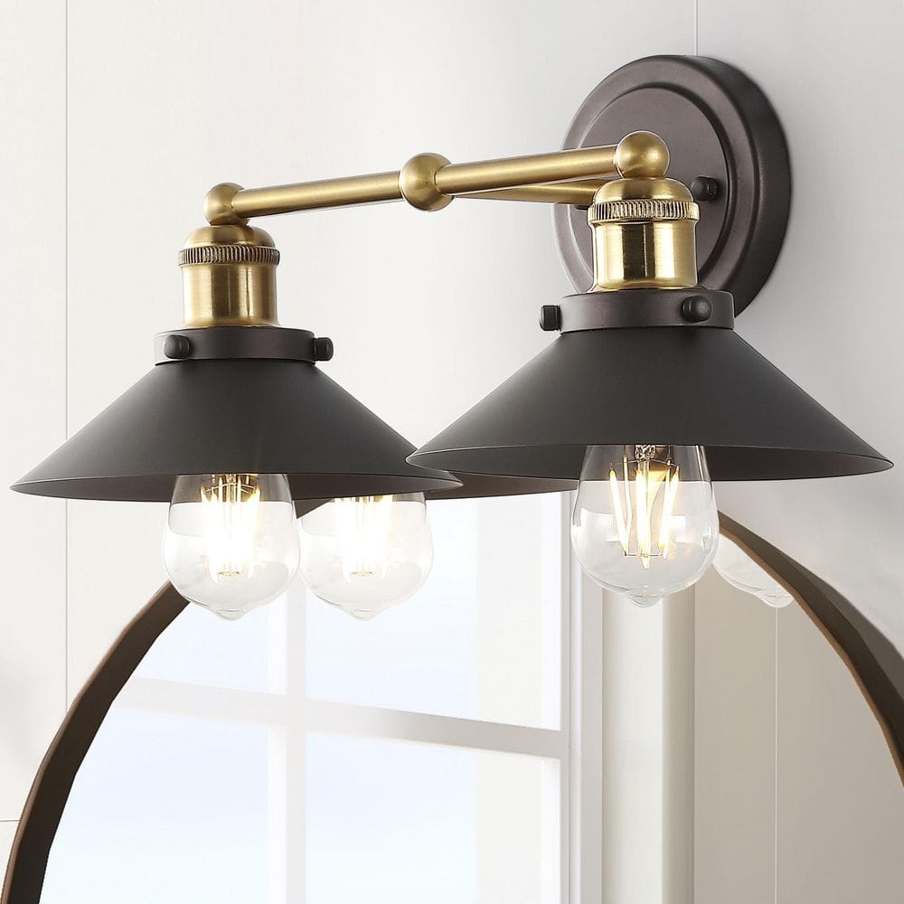 July 17.5 in. 2-Light Oil Rubbed Bronze/Brass Gold Metal Vanity Light
