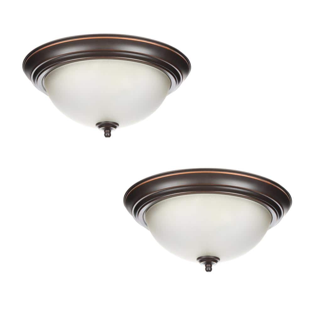 13 in. 2 - Light Oil Rubbed Bronze Flush Mount (2 - Pack) - Stu's Home Improvement Outlet