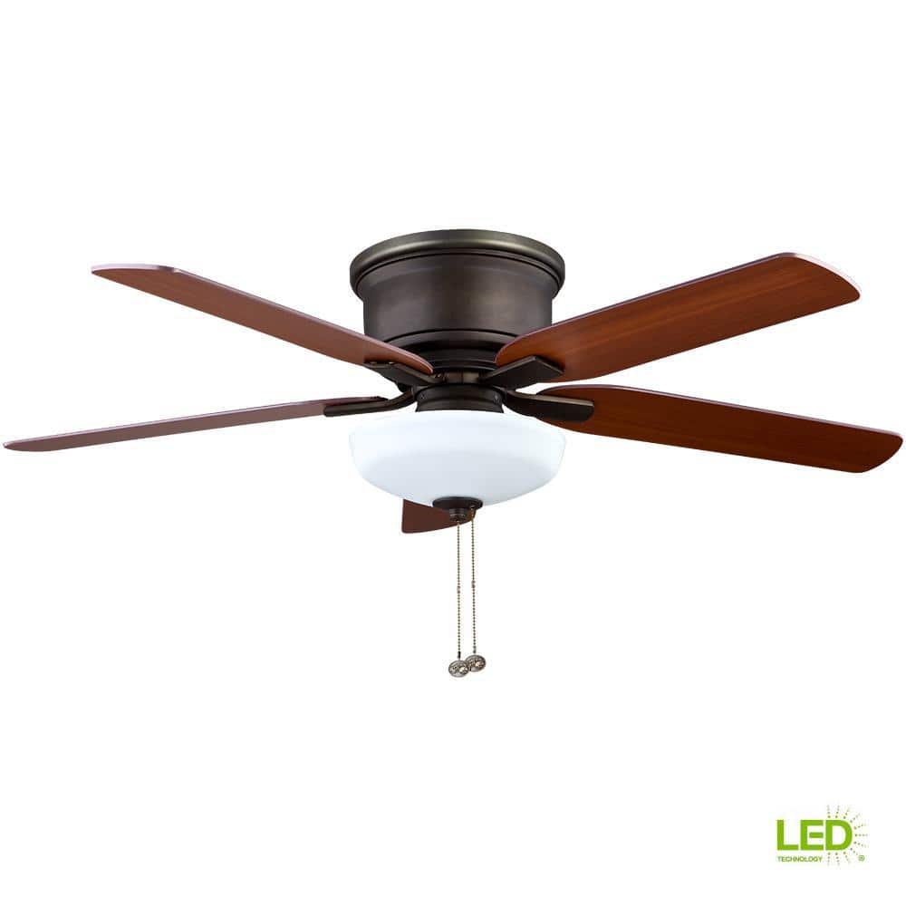 Holly Springs Low Profile 52 in. LED Indoor Oil - Rubbed Bronze Ceiling Fan with Light Kit - Stu's Home Improvement Outlet