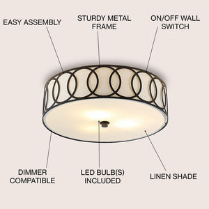 Aubrey 15.5 in. 3 - Light Oil Rubbed Bronze Black Metal LED Flush Mount - Stu's Home Improvement Outlet