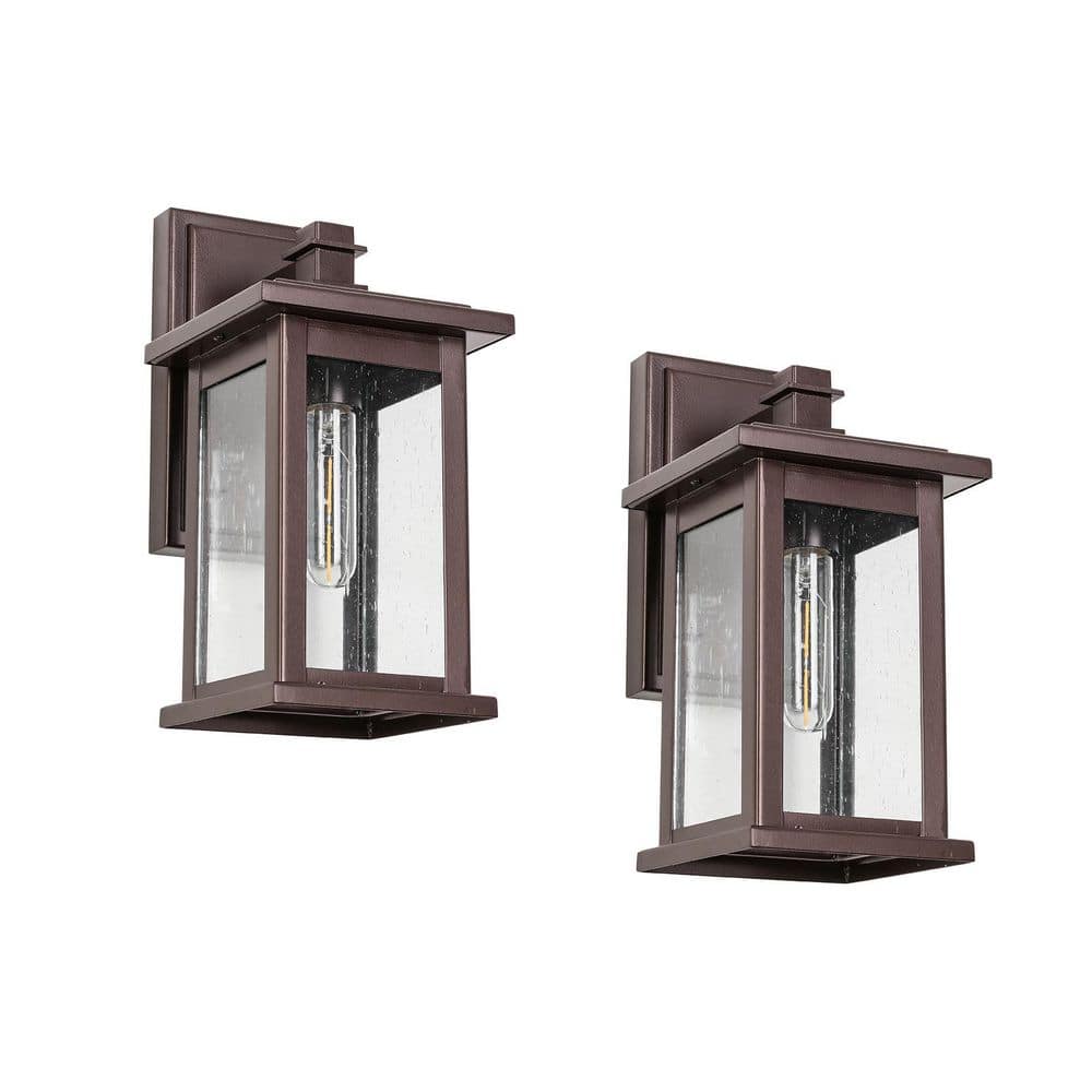 (2 - Pack) 1 - Light Oil Rubbed Bronze not Motion Sensing Outdoor Hardwired Wall Lantern Sconce, No Bulbs Included - Stu's Home Improvement Outlet