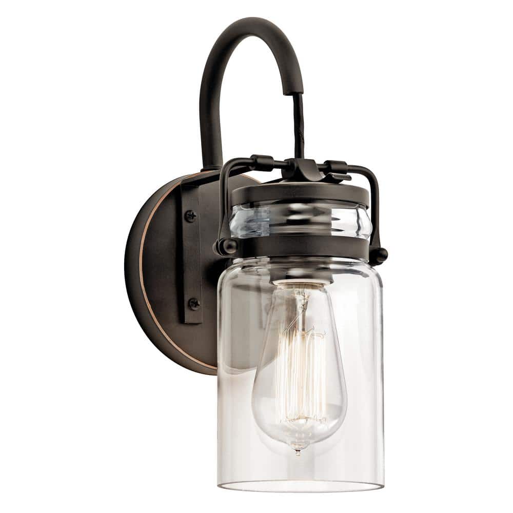 Brinley 1-Light Olde Bronze Bathroom Indoor Wall Sconce Light with Clear Glass Shade