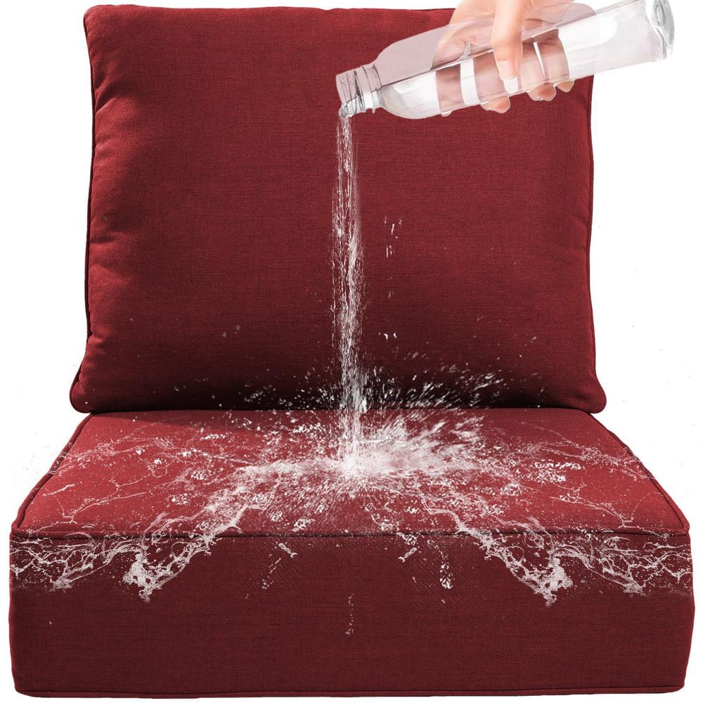 24 in. x 24 in. x 6 in. 2-Piece Deep Seating Water, Fade Resistant Outdoor Lounge Chair Replacement Cushion Set in Red