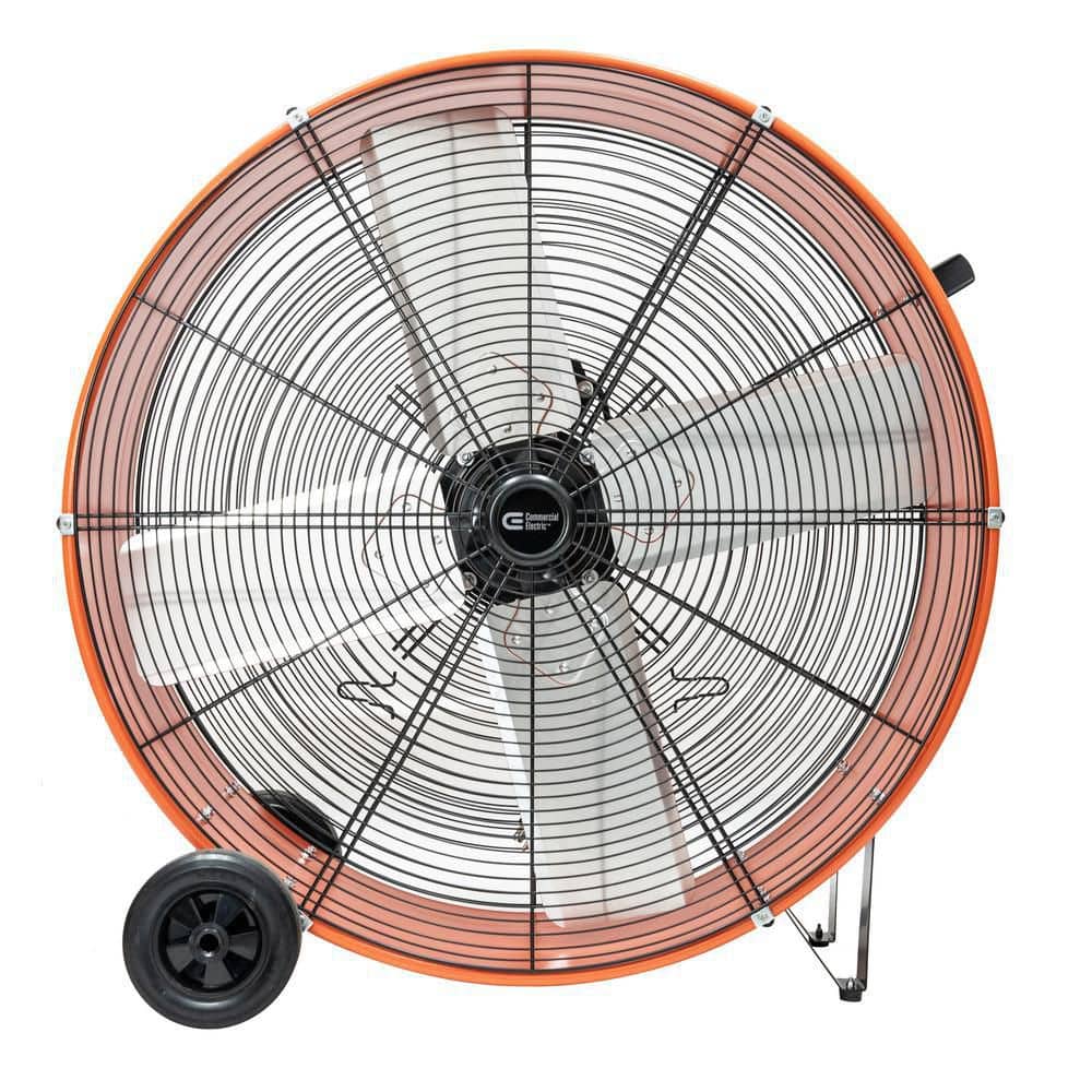 Commercial Electric 30 in. 2-Speed Heavy Duty Drum Fan in Orange with Wheels
