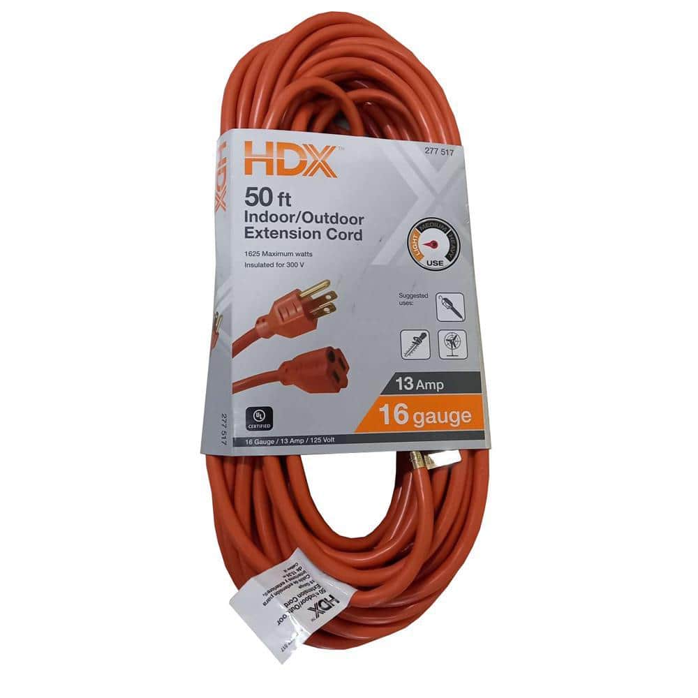 50 ft. 16/3 Light Duty Indoor/Outdoor Extension Cord, Orange - Stu's Home Improvement Outlet