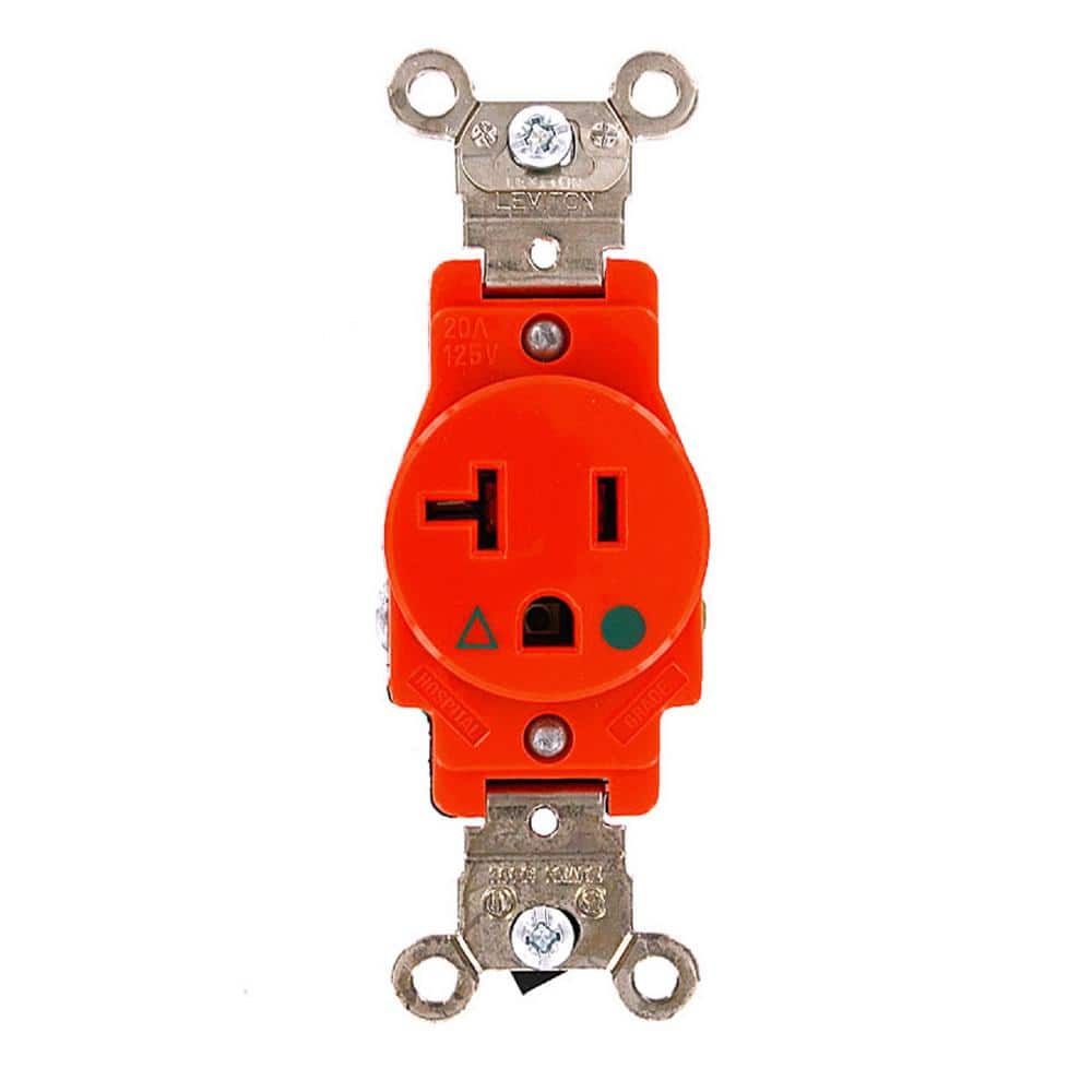 20 Amp 125 V Industrial Grade Isolated Ground Single Outlet/Receptacle, Orange (1 - Pack) 5361 - IG - Stu's Home Improvement Outlet