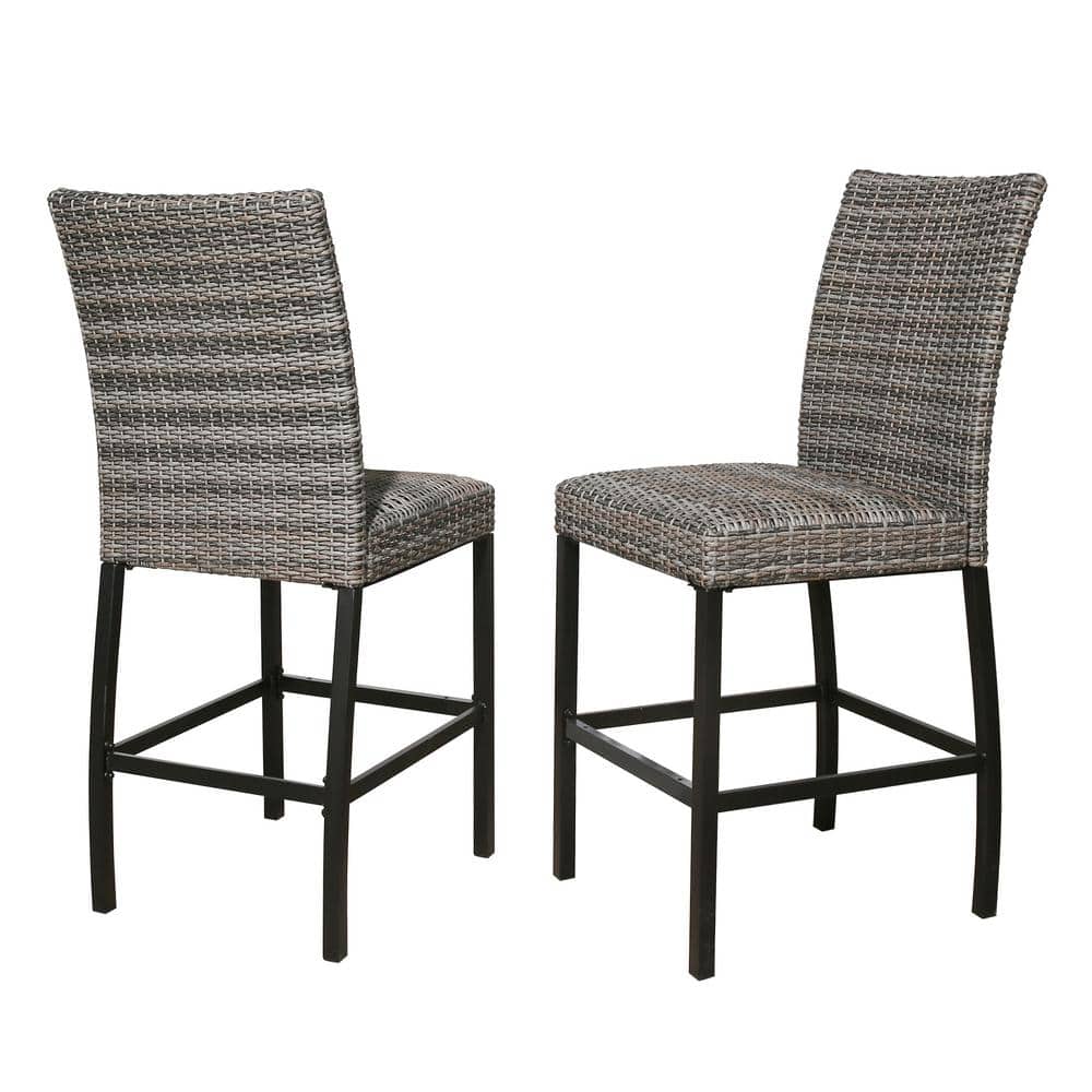 Wicker Outdoor Bar Stool Patio Bar Chair (2-Pack)