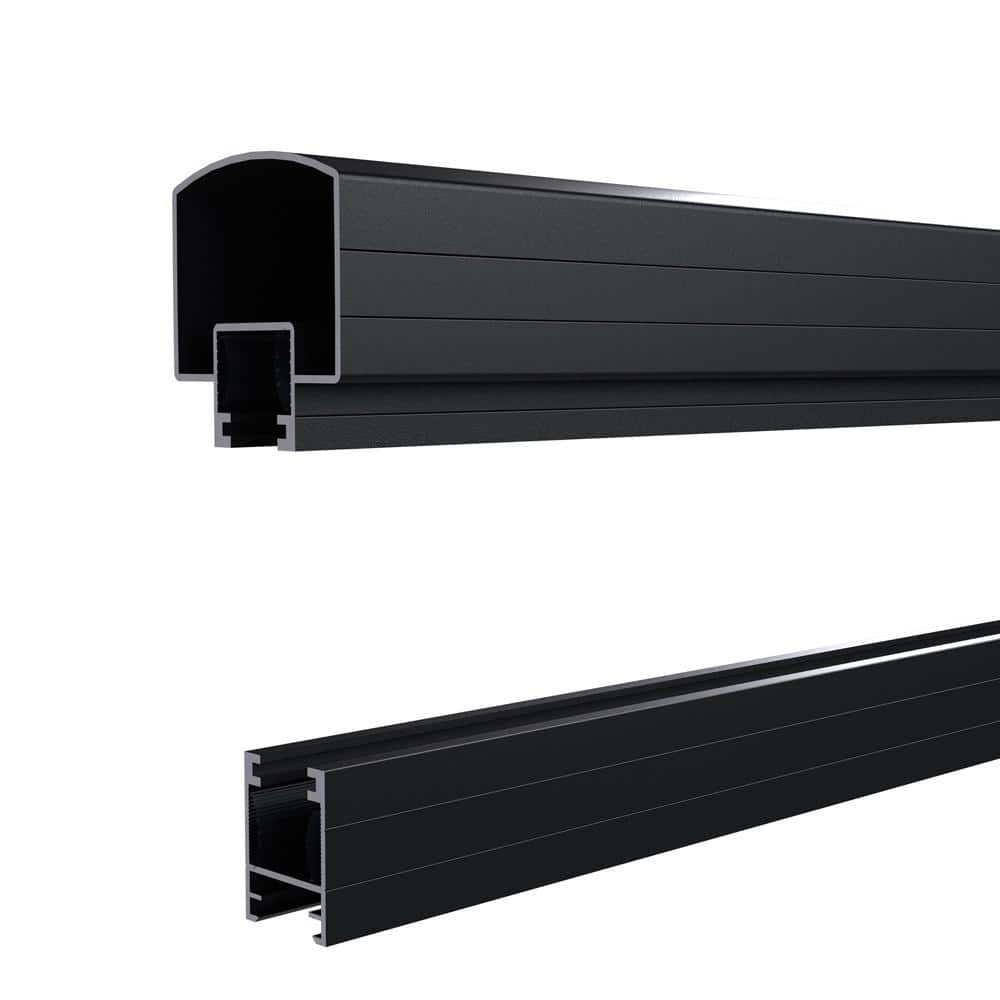 6 ft. Matte Black Aluminum Deck Railing Hand and Base Rail for 36 in. high system