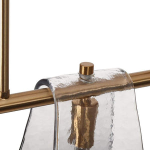 41.5 in. 5 - Light Plated Brass Linear Island Chandelier with Geometric Gray Glass, Modern Dining Room Kitchen Pendant - Stu's Home Improvement Outlet