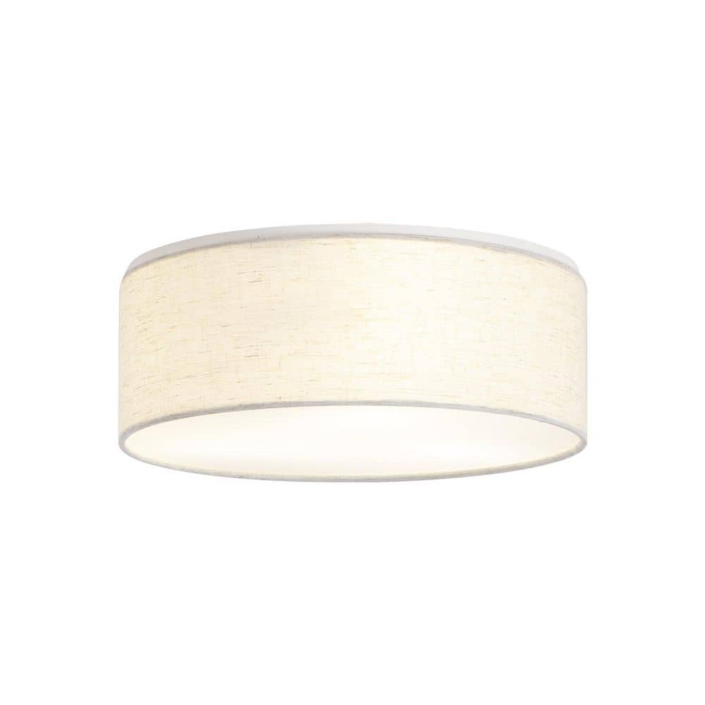 12.59 in. 3-Light Simple Flush Mount with Fabric Cover Shade and No Bulbs Included