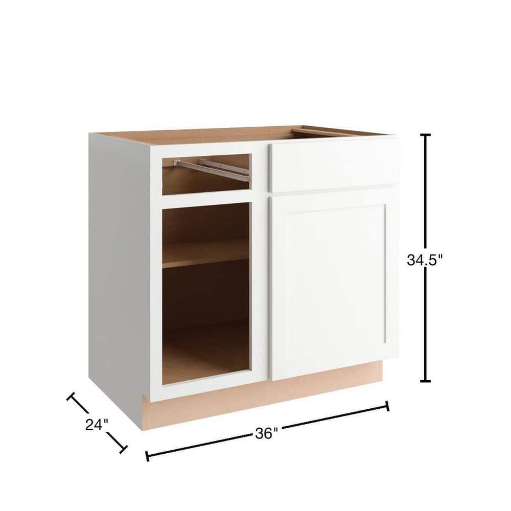 Courtland 36 in. W x 24 in. D x 34.5 in. H Assembled Shaker Base Kitchen Cabinet in Polar White