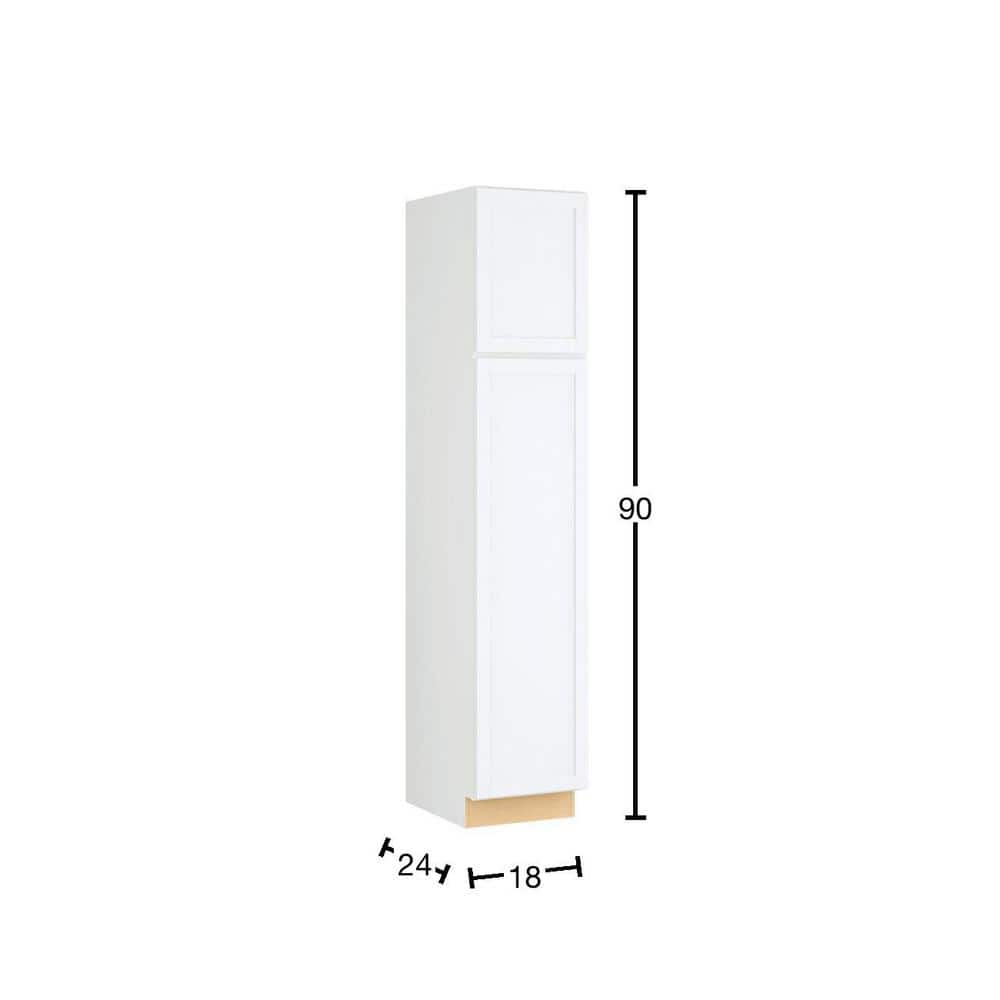 Courtland 18 in. W x 24 in. D x 90 in. H Assembled Shaker Pantry Kitchen Cabinet in Polar White