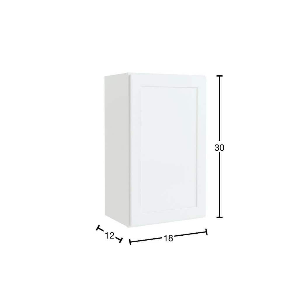 Courtland 18 in. W x 12 in. D x 30 in. H Assembled Shaker Wall Kitchen Cabinet in Polar White
