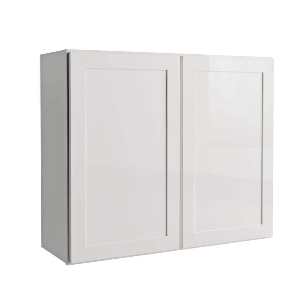 Courtland Shaker 36 in. W x 12 in. D x 30 in. H Assembled Wall Kitchen Cabinet in Polar White