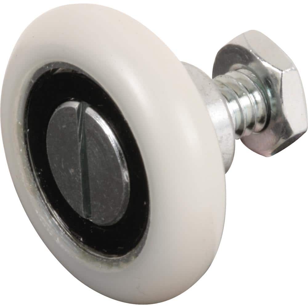 1-1/8 in. White, Nylon, Ball Bearing Drawer Rollers (2-pack)
