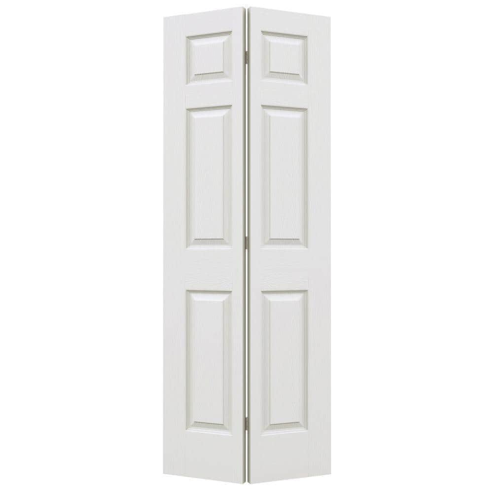 24 in. x 80 in. 6 Panel Colonist Primed Textured Molded Composite Hollow Core Closet Bi-Fold Door