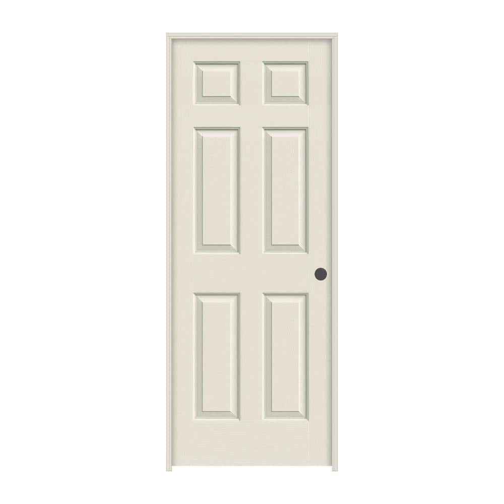 24 in. x 80 in. 6 Panel Colonist Primed Left-Hand Textured Solid Core Molded Composite MDF Single Prehung interior Door