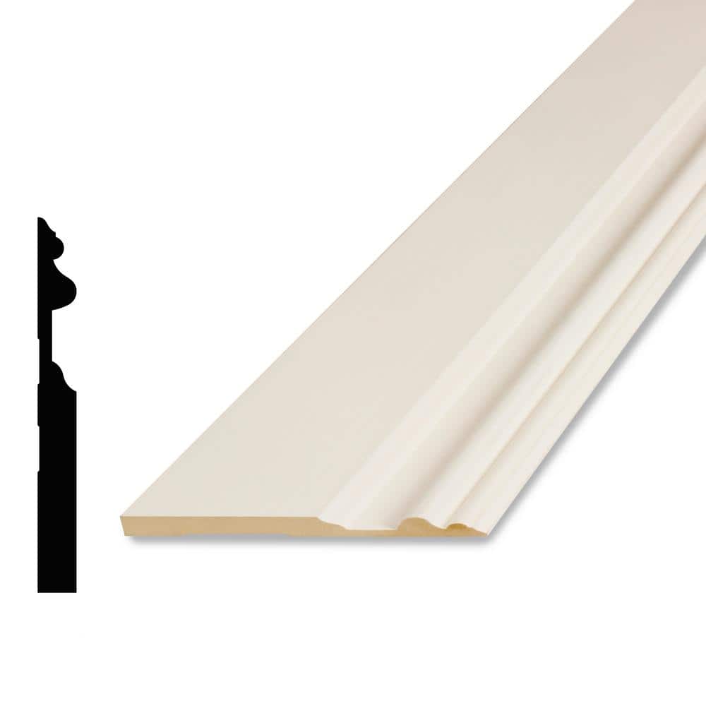 3/4 in. D x 7 in. W x 96 in. L MDF Primed White 4 Sides Baseboard Moulding Pack (4-Pack)