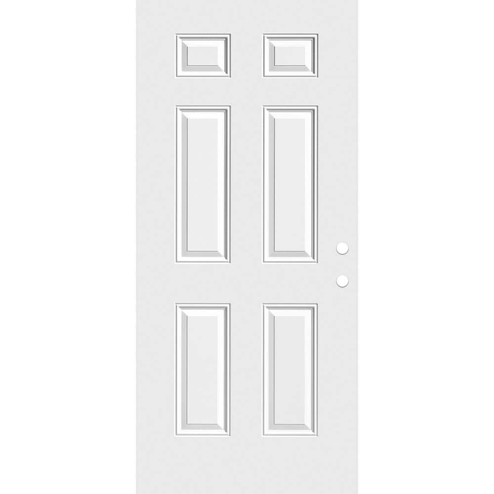 32 in. x 80 in. Premium 6-Panel Primed Steel Front Door Slab