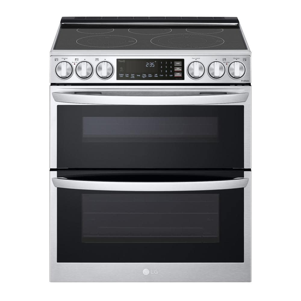 7.3 cu. ft. Smart Double Oven Slide-In Electric Range with ProBake and InstaView in PrintProof Stainless Steel