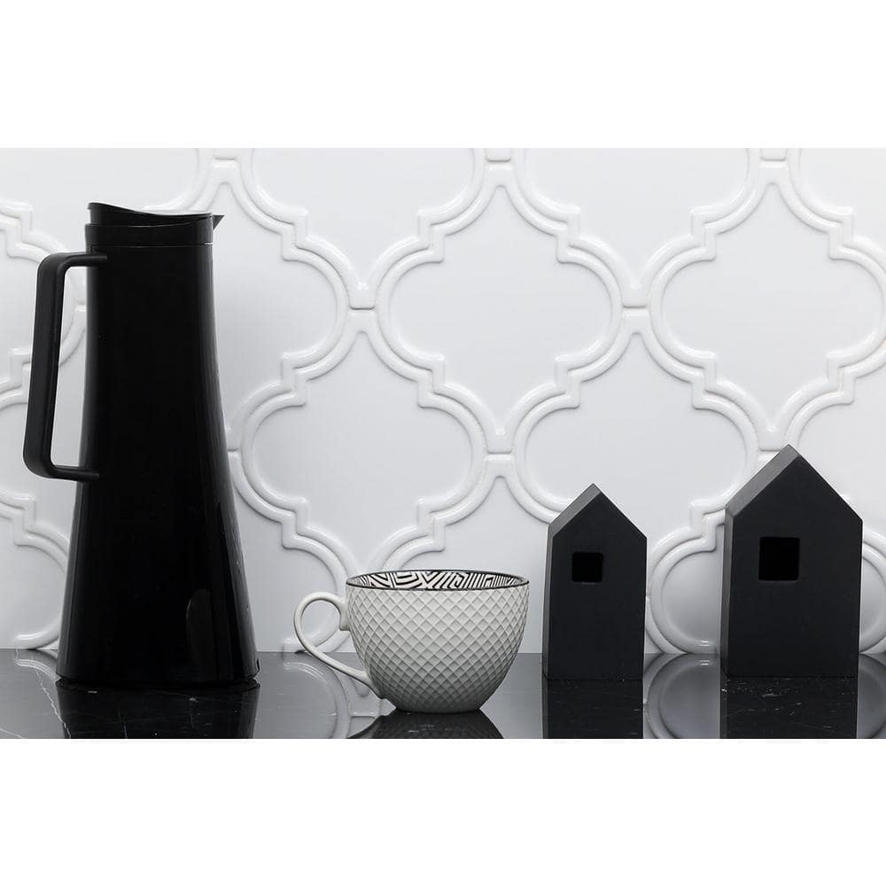 Vintage Lantern White 6-1/4 in. x 7-1/4 in. Ceramic Wall Tile (4.8 sq. ft./Box)