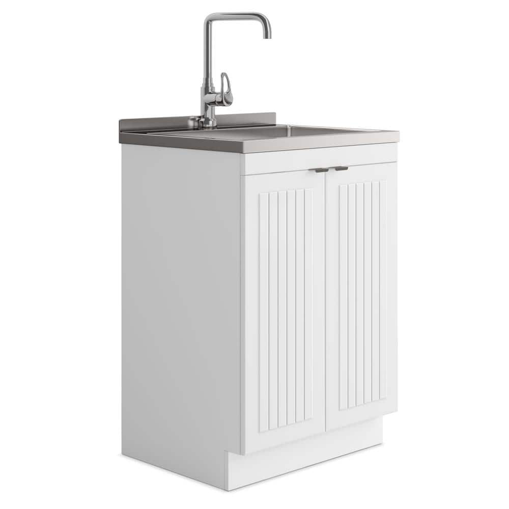 Murphy All-In-One 24 in. Utility Laundry Sink with Cabinet in Pure White Drop-In