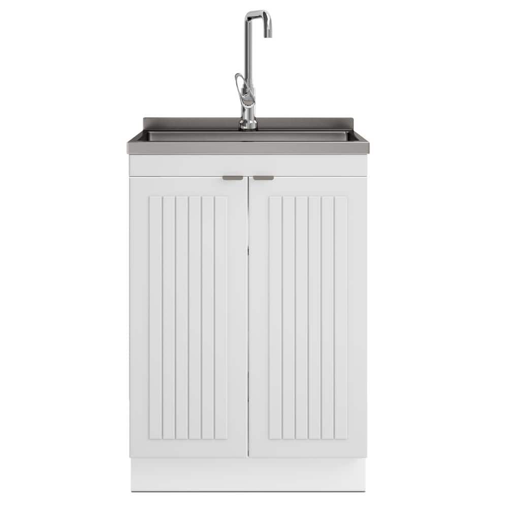 Murphy All-In-One 24 in. Utility Laundry Sink with Cabinet in Pure White Drop-In