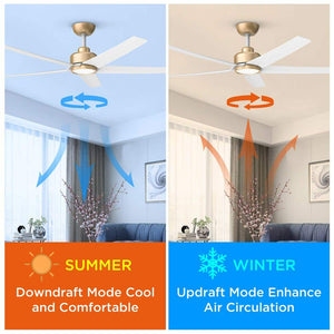 52 in. Indoor, Outdoor White LED Ceiling Fan with Remote, Reversible Quiet DC Motor and 5 Blades 3 CCT Light - Stu's Home Improvement Outlet