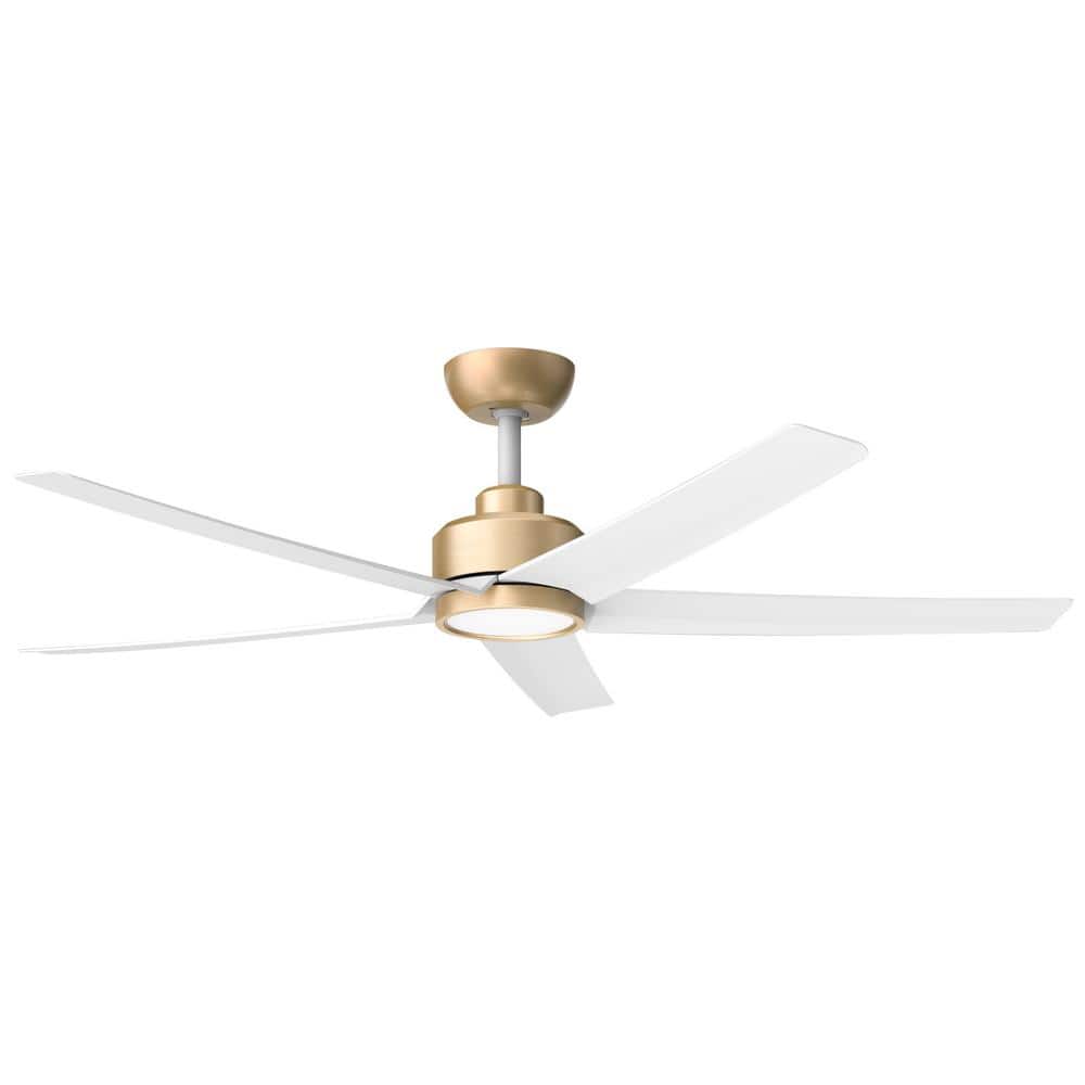 52 in. Indoor, Outdoor White LED Ceiling Fan with Remote, Reversible Quiet DC Motor and 5 Blades 3 CCT Light - Stu's Home Improvement Outlet