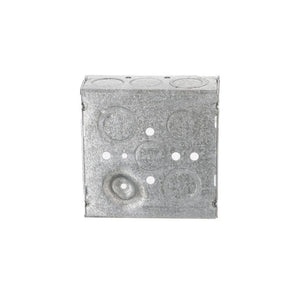 4 in. W x 1 - 1/2 in. D Steel Gray 2 - Gang Welded Square Box with Ten 1/2 in. KO's and Six TKO's, Raised Ground, 1 - Pack - Stu's Home Improvement Outlet