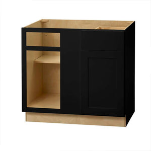 Avondale 36 in. W x 24 in. D x 34.5 in. H Ready to Assemble Plywood Shaker Blind Corner Kitchen Cabinet in Raven Black - Stu's Home Improvement Outlet