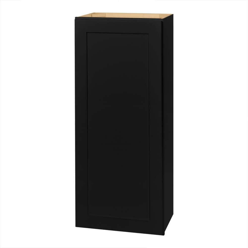 Avondale 18 in. W x 12 in. D x 42 in. H Ready to Assemble Plywood Shaker Wall Kitchen Cabinet in Raven Black
