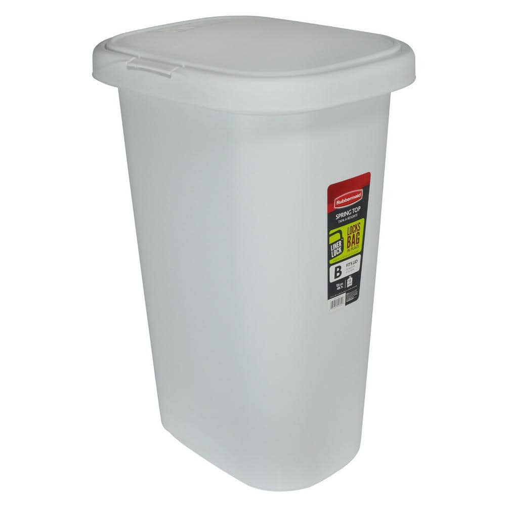 Rubbermaid 13 Gal. White Spring-Top Wastebasket